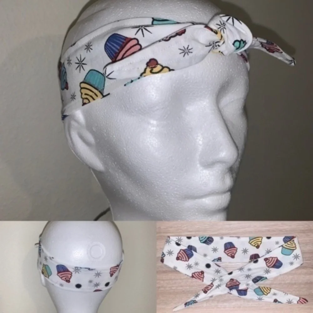 Cupcake retro hair wrap Rosie the riveter handmade